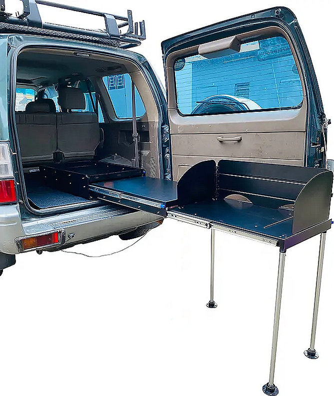 Camp Cargo Box Kitchen With Slide Out Sink, Cooking Shelf and Work Station